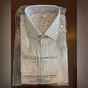 Brand-new Charles Tyrwhitt chocolate slim fit non-iron window pane dress shirt